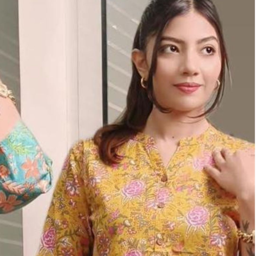 Sakhi Trendzs- Vibrant Printed Cotton Kurti - Mustard Collection - Image 2