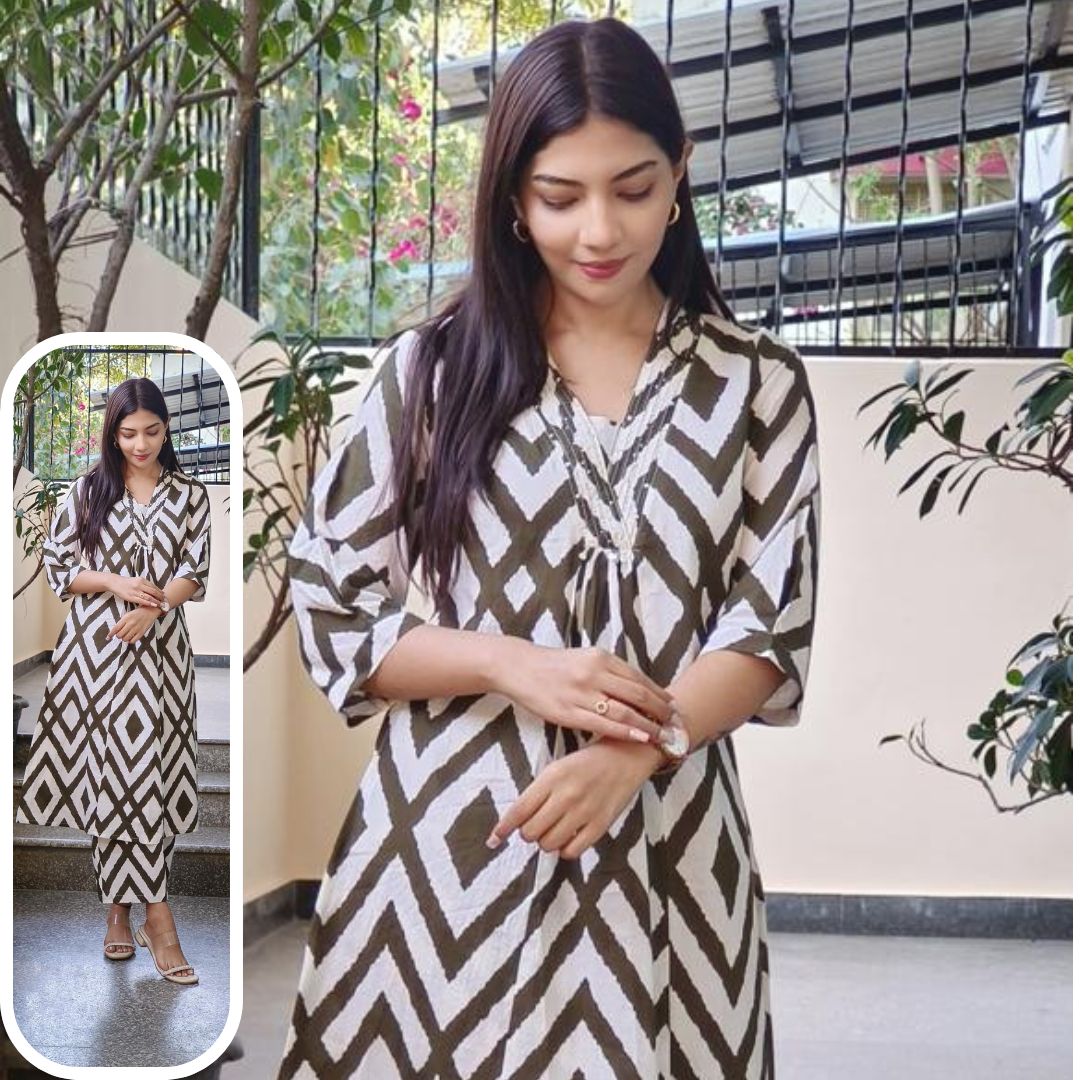 Sakhi Trendzs-Printed Cotton Kurti with Pant - Image 2