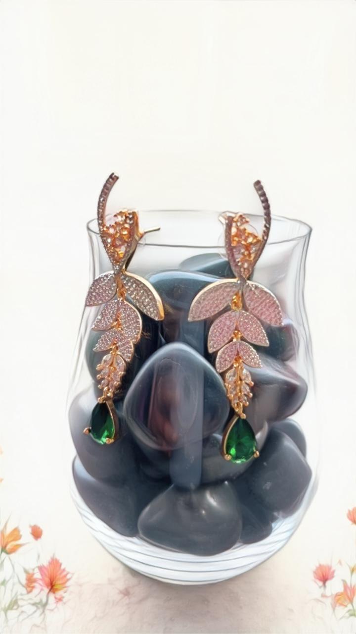 Gold Plated Earring with AD & Color Stone – Elegant Party Wear
