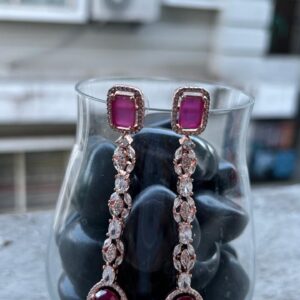 Gold Plated Earring with AD & Color Stone – Elegant Party Wear