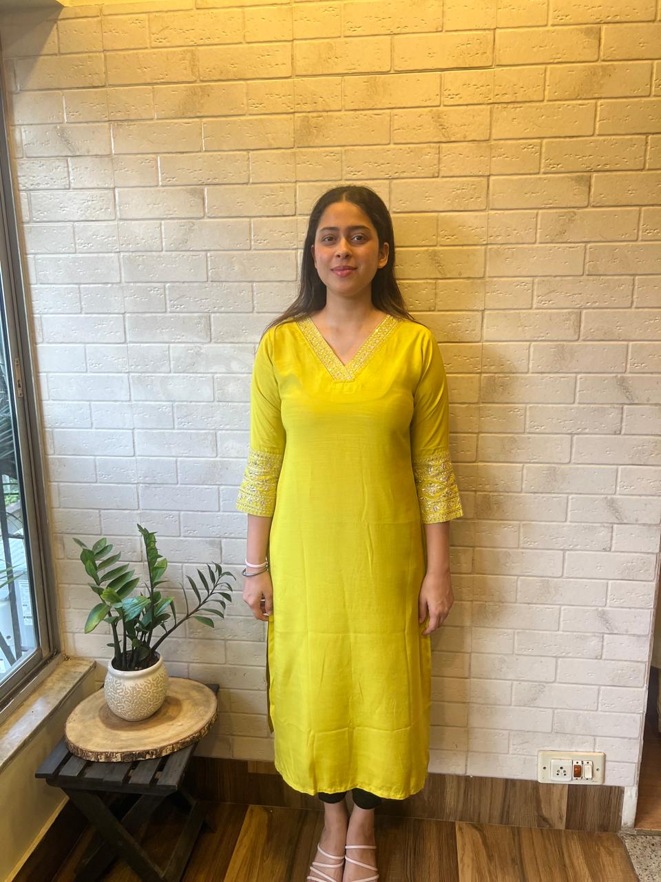 Glamorous Maslin Kurti with Sequin Embroidery - Image 4