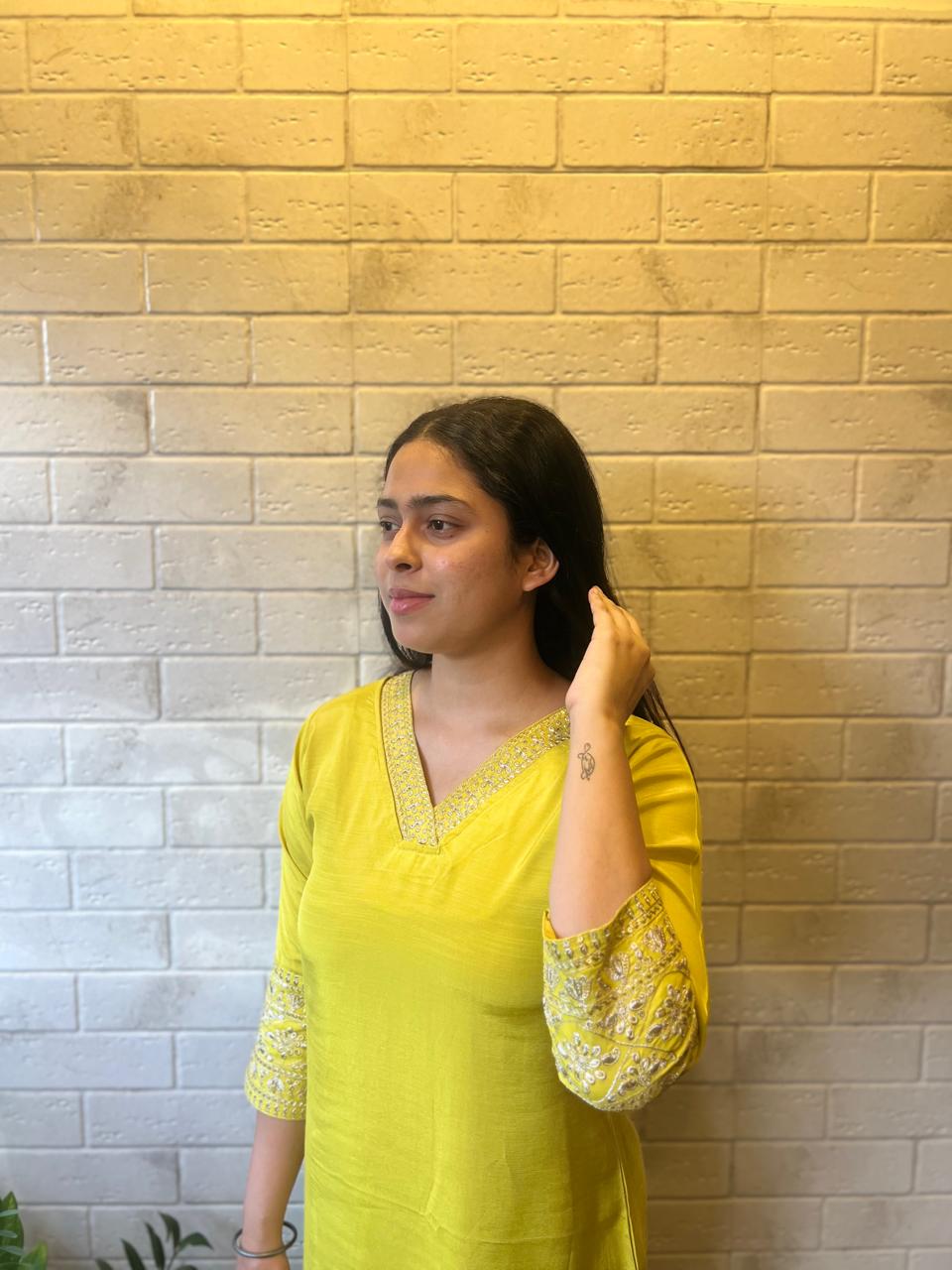 Glamorous Maslin Kurti with Sequin Embroidery - Image 2