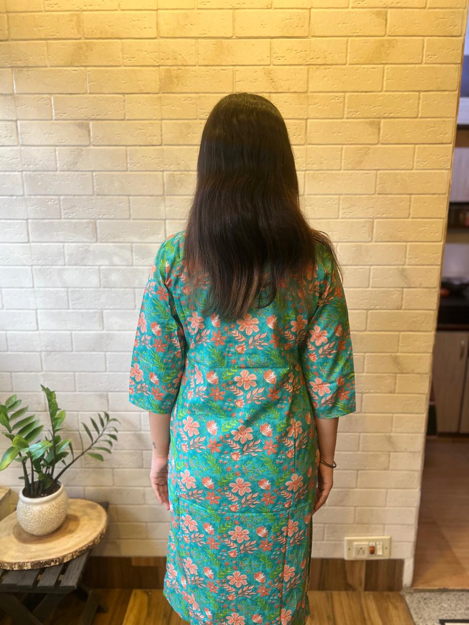 Sakhi Trendzs -Vibrant Printed Cotton Kurti - Green Colors Collection - Image 4